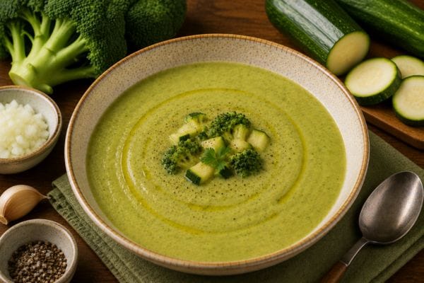 Crema de brócoli y zapallo italiano casera