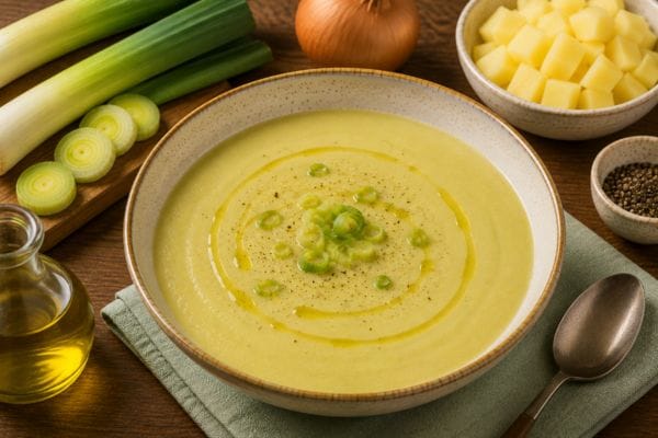 Crema de puerros y papas casera