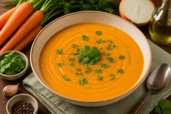 Crema de zanahoria y cilantro casera