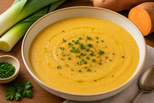Crema de batata y puerro casera