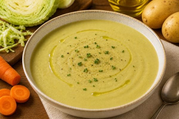 Crema de repollo con papa y zanahoria