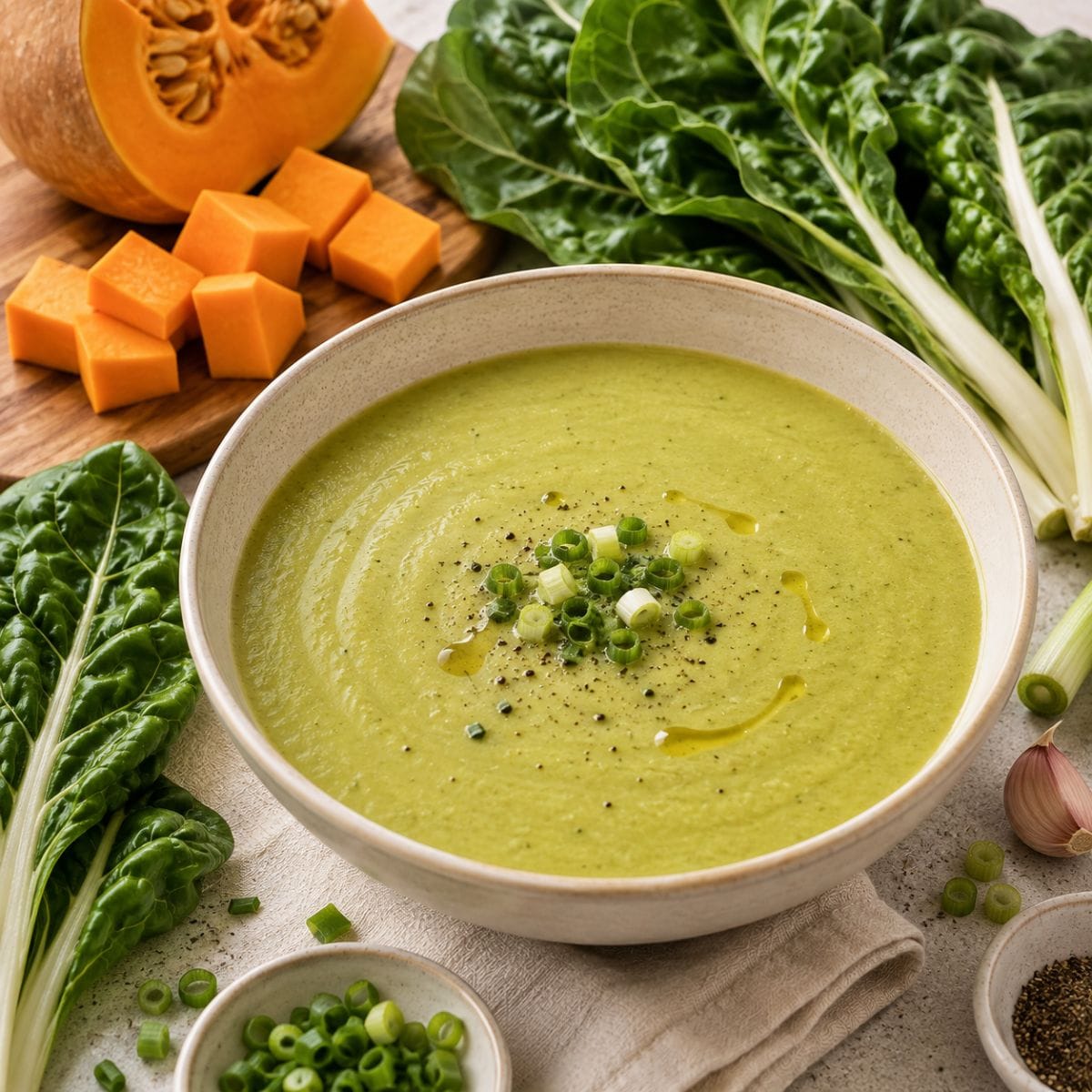Crema de acelga y zapallo preparada en Soup Maker KALTER