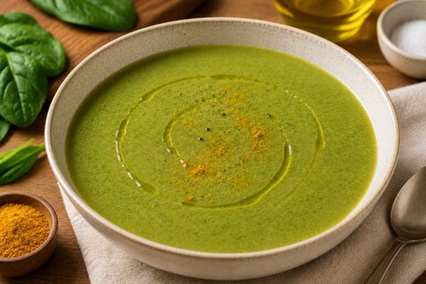 Crema de espinaca y curry casera