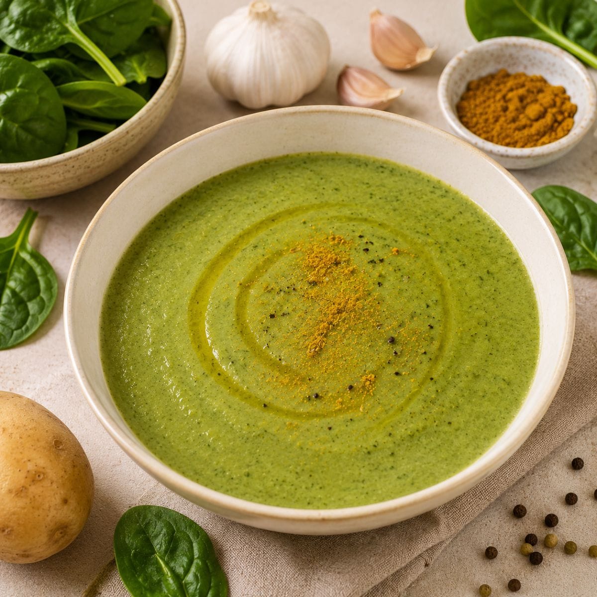 Crema de espinaca y curry preparada en Soup Maker KALTER