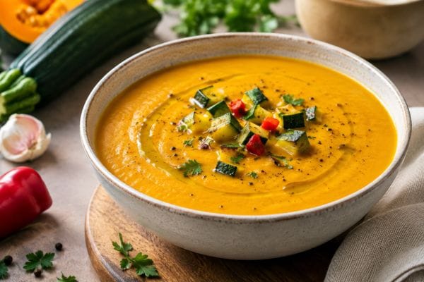 Crema de zapallo y zapallito italiano casera