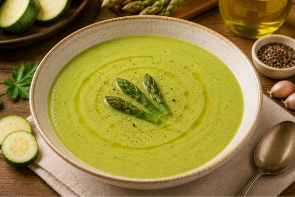 Crema de zapallo italiano y espárragos en Soup Maker