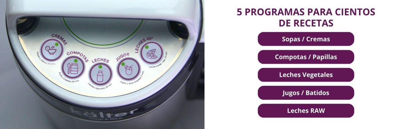 Programas de máquina para sopas y leches vegetales KALTER