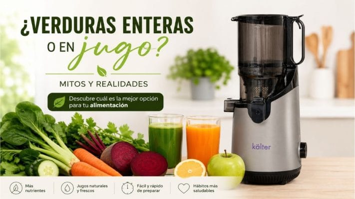 Comparación entre consumir verduras enteras o jugos preparados con un extractor de jugo prensado en frío KALTER.