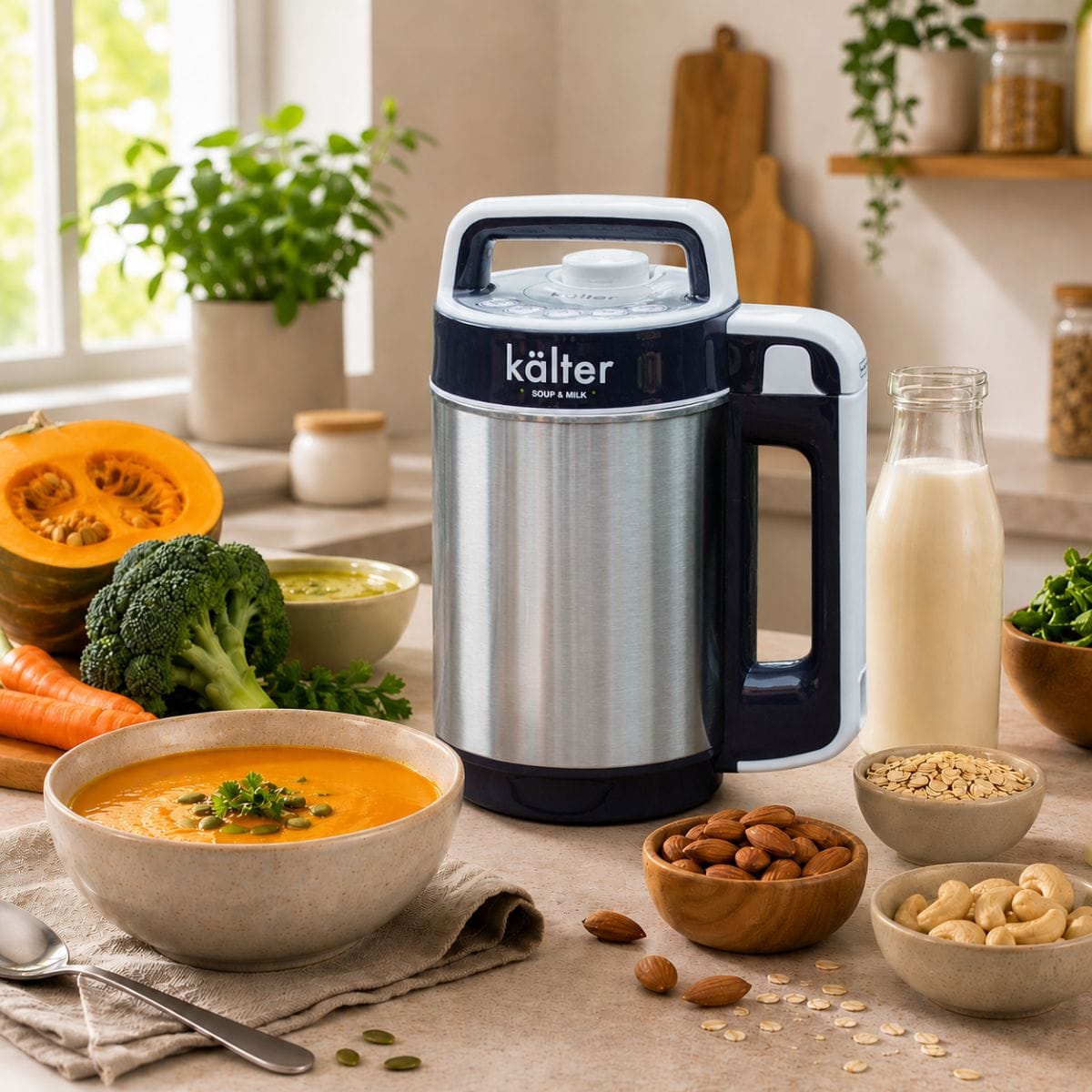 Máquina para sopas y leches vegetales KALTER Soup Maker con preparaciones saludables