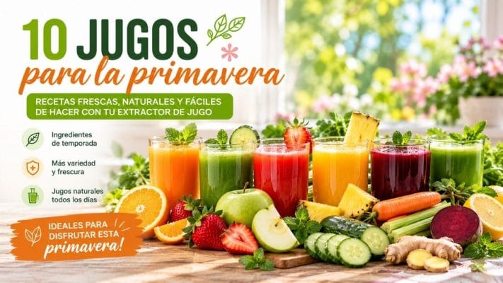 10 jugos de primavera con frutas y verduras frescas